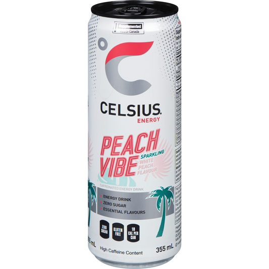 Celsius Peach Vibe Sparkling Energy Drink 355ml